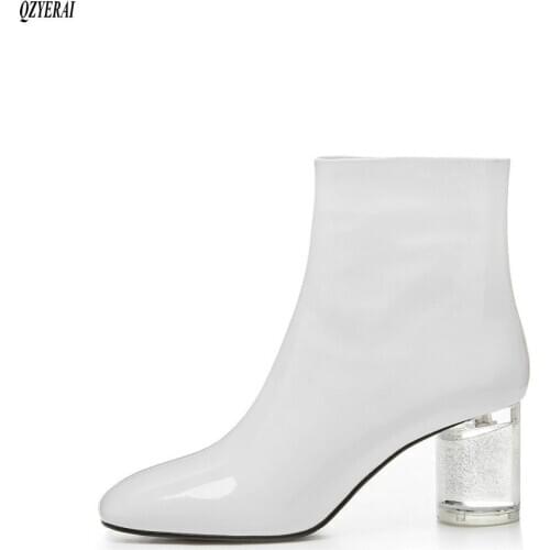 2020 New Autumn/winter Womens boots Genuine leather Ankle boot for lady Crystal high-heeled European Star Brands handmade