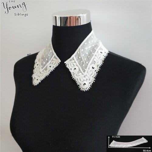 New arrive White Hollow out Embroidery Lace Collar DIY Sewing Lace Neckline Applique Dress Decorate Accessory Craft Scrapbooking