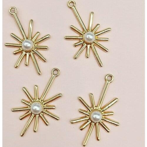 10 pcs/lot Alloy Creative Gold Pearls Rhinestone Buttons Ornaments Earrings Choker Hair DIY Jewelry Accessories Handmade