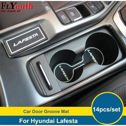 14pcs/set For Hyundai Lafesta Car Anti-Slip Gate Slot Cup Mats Accessories Non-Slip Mat Car Sticker Interior Door Pad