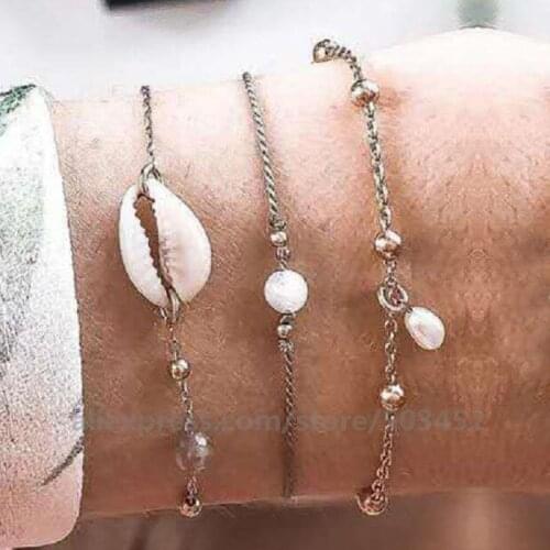 150set/lot Hot Sells Multi-layer shell Sets Bracelet Femme Imitation Pearls Women Bracelet Fashion Wholesale Jewelry Anklet