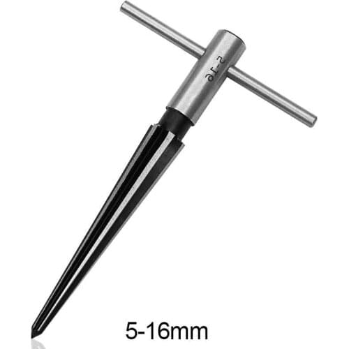 5mm-16mm Bridge Pin Hole Hand Held Reamer T Handle Tapered 6 Fluted Chamfer Reaming Woodworker Cutting Tool