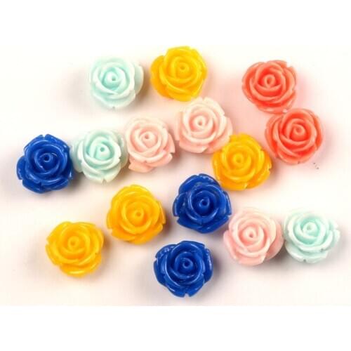 50Pcs 14mm Mixed Resin Flower Decoration Crafts Kawaii Bead Flatback Cabochon Fridge Magnet Scrapbook DIY Accessories Buttons