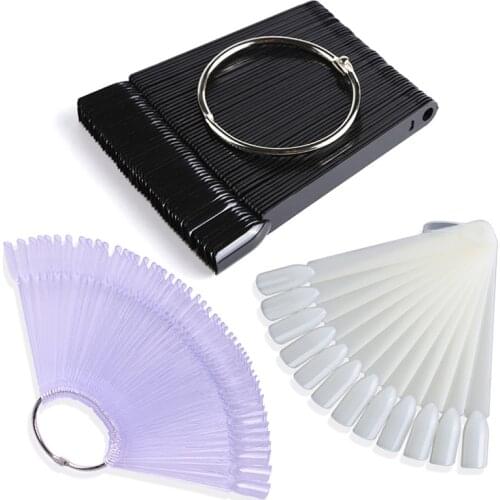 50pc False Nail Tips Fan Shaped Color Palette Card Display Practice Sticks Nail Style Swatches Nail Art Display Shelf Color Card