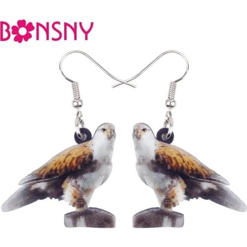 Bonsny Acrylic Standing Eagle Hawk Bird Earrings Big Long Dangle Drop Novelty Animal Jewelry For Women Girls Teens Accessories