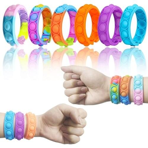 Bracelet Fidget Toys for Children Pop Push Bubble Dimple Decompression Toy Adults Anti Stress Reliever Sensory Toy Kids Gift