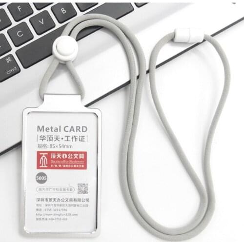 Fashion Card Cover Aluminum Alloy Work Name Card Holders Business Work Card ID Badge Lanyard Holder Metal Bags Case