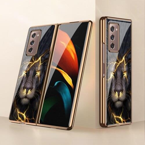 Z Fold 2 Funda Case for Samsung Galaxy Z Fold 2 F9160 W21 Plating Edge Flexible Glass Coque Protective Phone Case Cover Z Fold 2