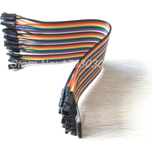2 pcs Jumper wire Female to Female 40 Pin 2.54mm Coloured Ribbon Cable 20cm(8")