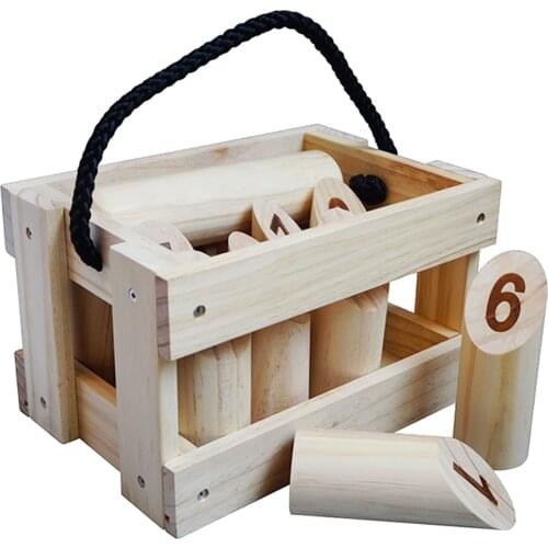 Wooden Pin & Skittles Game Outdoor Fun for Beach, Park, Picnic, Playground, Classic Family Garden Game