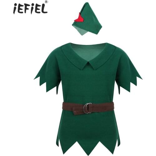 Kids Boys Dress Up Costumes T-shirt with Hat Belt Halloween Christmas Cosplay Outfit for Party Fancy Carnival Role Play Clothing