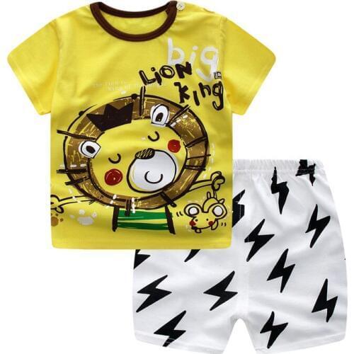 2019 Summer Childrens Short Sleeve Set Boys Girls Cotton Shorts Two Pieces Set