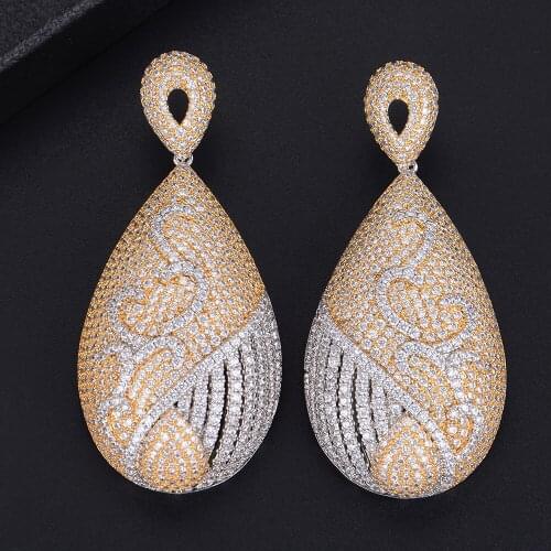 LARRAURI Long Dangle Earrings For Women Wedding DUBAI Drop Earrings Luxury Water Drop Cubic Zircon boucle d'oreille femme 2019
