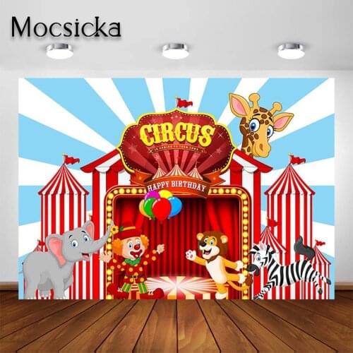 Mocsicka Circus Carnival Backdrop for Birthday Party Red Tent Circus Photography Background for Photo Booth Photoshoot Decor