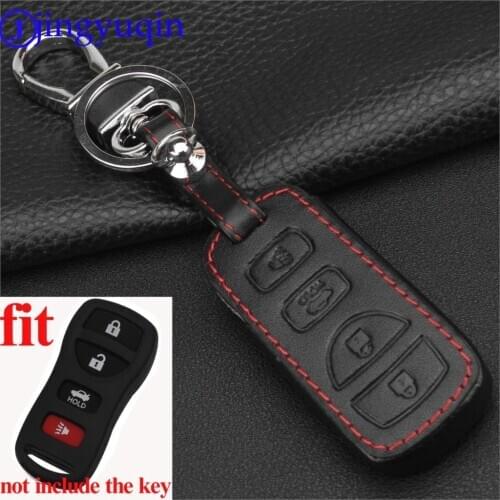 Jingyuqin Remote 4 Buttons Car Key Case Cover Leather Holder For Nissan Armada Sentra 350Z Altima Maxima Infiniti For KBRASTU15