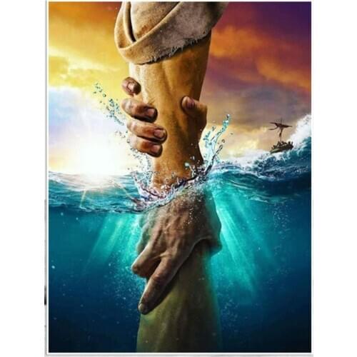 Water diamond art painting hands by hands mosaic embroidery moon picture puzzle stones stickers home decor needlework craft diy