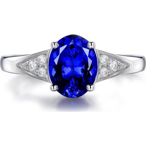 Fashion Ring for Women 925 Silver Jewelry Accessories Oval Shape Sapphire Zircon Gemstone Open Finger Rings Wedding Party Gift