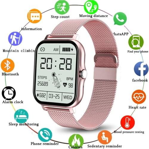 LIGE Smart Watch Women Full Touch Bluetooth Call Heart Rate Tracker Blood Pressure Fashion Women Smartwatch Men for IOS Android