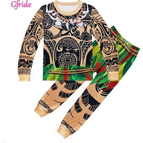 Moana Maui Costume For Boys Sleepwear Sets Children Pyjama Nightwear Kids Cartoon Clothes Clothing Bathrobe Bartoon 2-8 Years