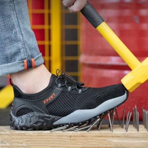 Male Work Safety Boots Indestructible Work Shoes Steel Toe Cap Safety Shoes Work Sneakers Male Light Comfort Work Boots Men Shoe