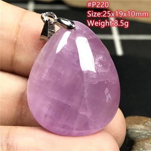 Natural Purple Kunzite Necklace Pendant Jewelry For Women Man Crystal 25x19x10mm Beads Love Healing Stone Silver Gemstone AAAAA