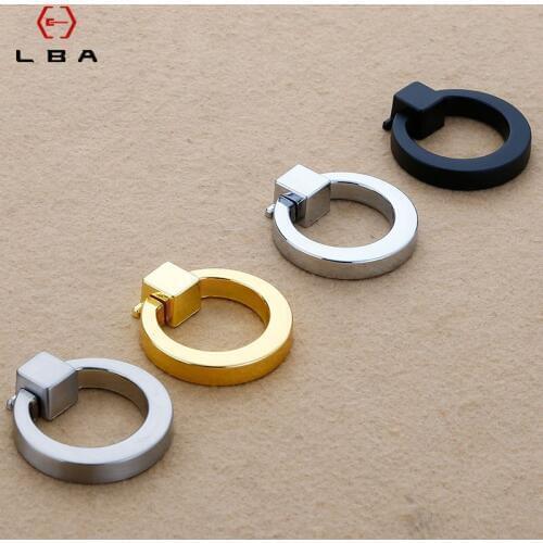 Zinc Alloy Cabinet Wardrobe Pull Ring Door Handle Modern Minimalist Furniture Hardware Handles Black Silver Door Handle