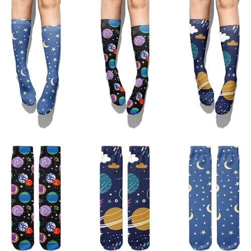 New Design Planet Mars Moon 3D Printed Socks For Women Unisex Dark Casual Elastic Breathable Cotton Socks Street Skateboard Sock