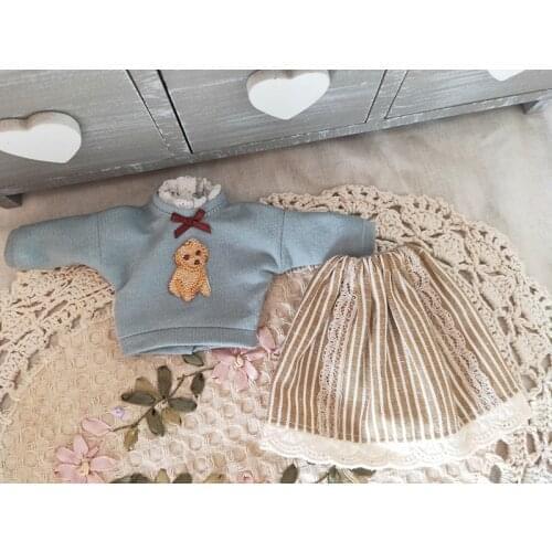 New Blyth Doll Clothes Long Sleeve Sweater+Pleated Skirt for ob24, Azone S, Blyth Dress for 1/6 Doll Accessories
