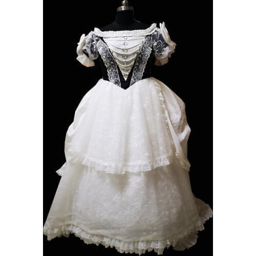 2019 New white victorian Halloween Cosplay dress Colonial Georgian Renaissance Gothic Historical dress D-341