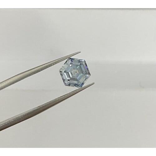 Mosangnai New Design 2 Carat 8x8mm Loose Gemstone Hexagon Cut Blue Moissanite Diamond