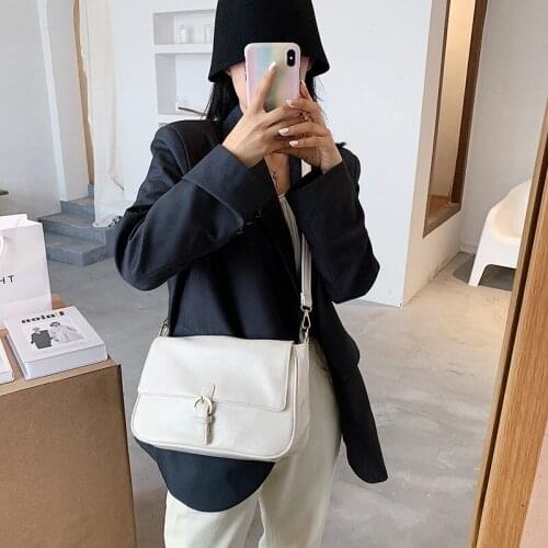 Pure color PU small shoulder bag messenger bag personality trend solid color daily trendy handbags