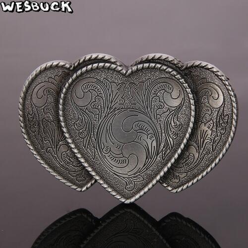 Wholesale 5 Pcs MOQ Hot Sale Heart-shaped Belt Buckle Brand New Western Design With Good Plating Suitable For 4cm Width Belt