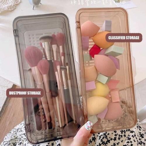 W&G Ins Portable Makeup Brush Storage Box Dustproof with Lid Eyebrow Pencil Eye Shadow Brush Bucket Beauty Egg Storage Box