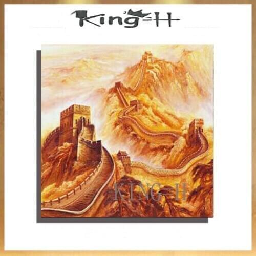 Excellent Artist Hand-painted High Miracle Building Great Wall Oil Painting on Canvas Chinese Building Landscape Oil Painting Ex