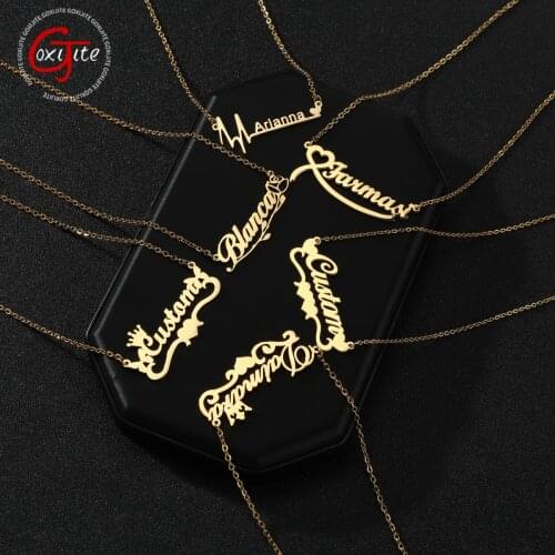 Goxijite Custom Name Necklace For Women Personalized Heart Star Symbols Nameplate Pendant Necklaces Fashion Jewelry Gift
