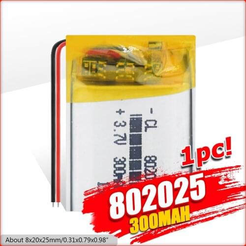 YCDC Rechargeable Li-Polymer Lithium Battery 3.7V 802025 300mAh Battery With PMC For Toy MP3 MP4 GPS Speaker LED Light Camera