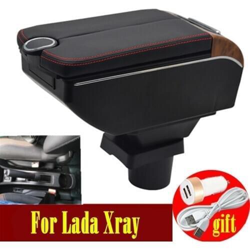 For Lada Xray armrest box Double doors open 7USB Centre Console Storage Box Arm Rest