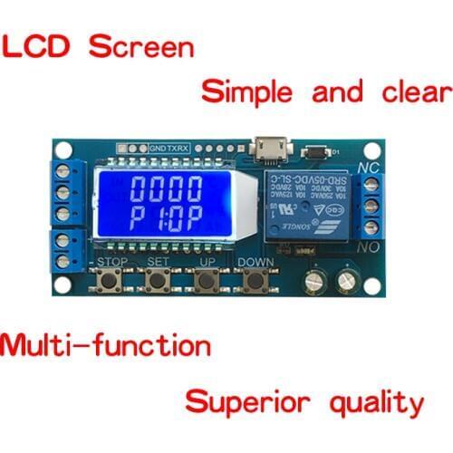 Micro USB Digital LCD Display Time Delay Relay Module DC 6-30V Control Multifunction Timer Switch Trigger Cycle Module