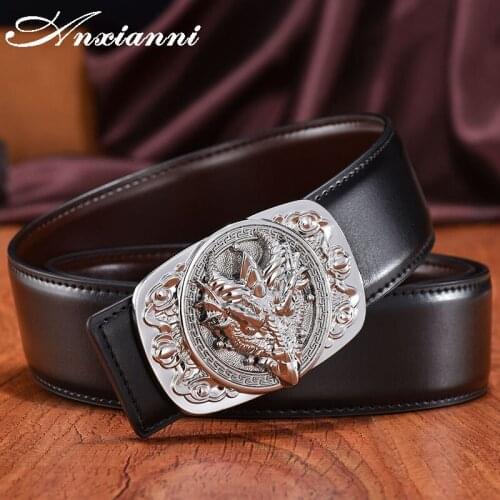Designer Luxury High Quality mens genuine leather belt male formal suit trousers animal shape smooth buckle belt