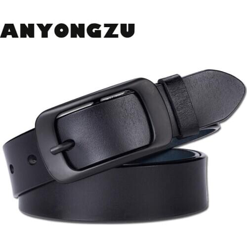 Women Really Cowhide Belt Simple Versatile Leisure Decoration With Jeans Black Buckle Luxury Business Gift Office worker backup