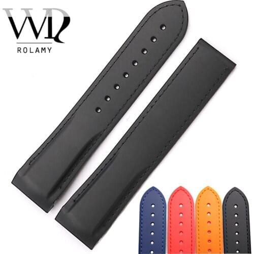 Rolamy 20mm Wholesale Waterproof Silicone Rubber Replacement Wrist Watch Band Strap Belt With Clasp For Omega Seamaster