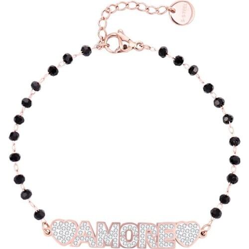 Rhinestone "AMORE" Charm Bracelets for Women Accessories Stainless Steel Pulseira Feminina Lover Statement Jewelry Gift 2020