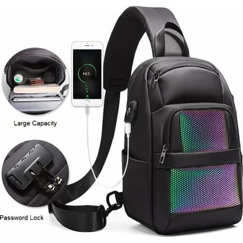 Male Shoulder Bags USB Charging Crossbody Bags Men Anti Theft Password Lock Chest Bag School Summer Short Trip Messengers Bag