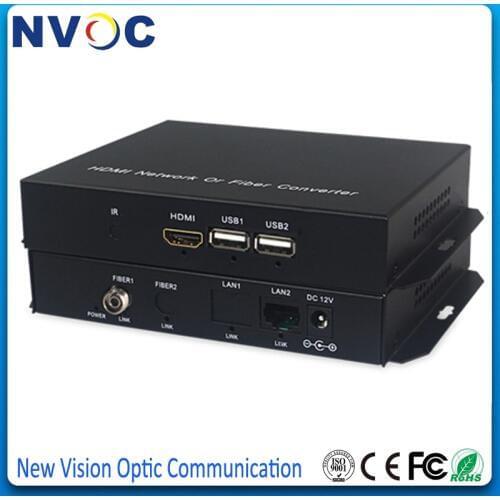 Compressed HDMI RX/TX Video Audio Converter/Extender Over Fiber with USB+Serial RJ45 Ethernet Port,SM,Simplex,FC,Up to 20KM