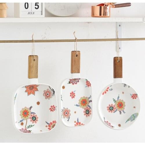 Nordic Handle Bowl Plate Series Ceramic Western Cuisine Steak Dishes Stacked Dessert Cake Plate