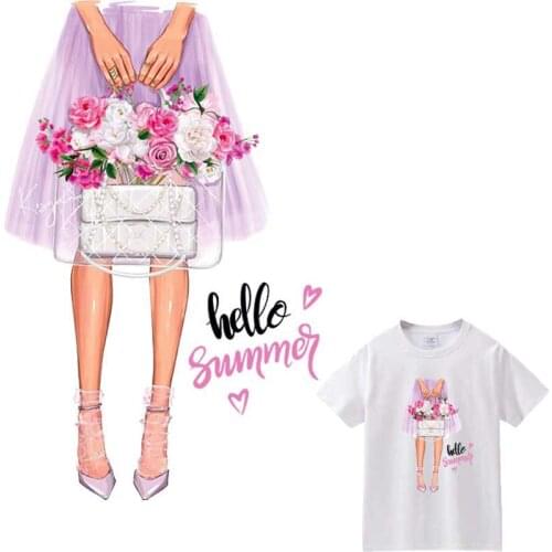 Fashion Lady Patches For Clothes Heat Transfer Thermal Stickers Washable T-Shirts Applique Exquisite Iron On Transfer Patches