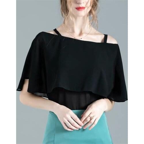 2021 Summer Slash Neck Women Blouse New Spring Butterfly Sleeve Shirts Fashion Female Office Chiffon Blusas Plus Size M-8XL