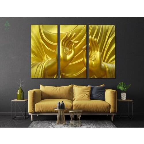 Gold Buddha Canvas Religion Decor Wall Art Religion Oil Painting Indoor Decoration