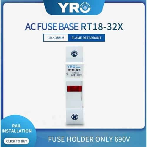 1PC RT18-32 1P 10x38mm PBT Copper Fuse Holder 500V 32A