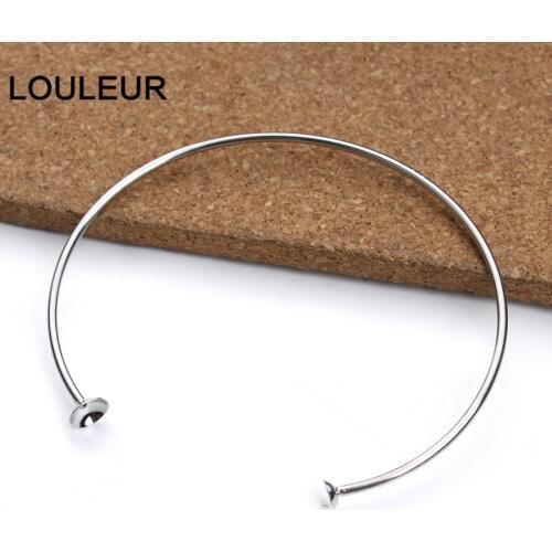 2pcs/lot Stainless Steel Open Bracelets Bangles Settings Cabochon Base Bezel Trays Fit Round Beads DIY Jewelry Making Fin